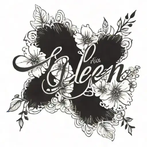 The Name Ellen In Cursive With August Birth Flowers