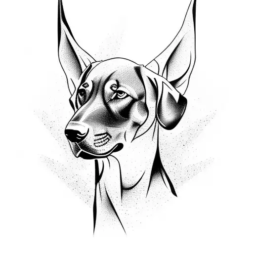 A Stylized Football Design Incorporating Elements Of A Doberman And Labrador