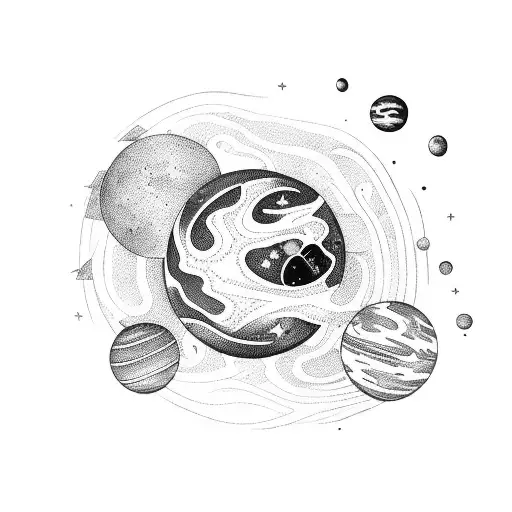 Woods With Space Planets And A Starship