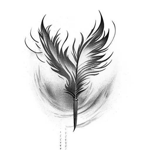 A Phoenix Feather Turning Into The Hands Of A Clock