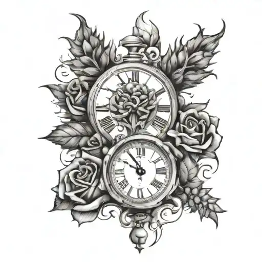Clock With Roses And A Thistle Around It