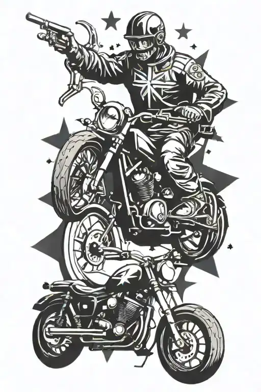 Motorcycle Mechanic With A Christian Cross With Stars