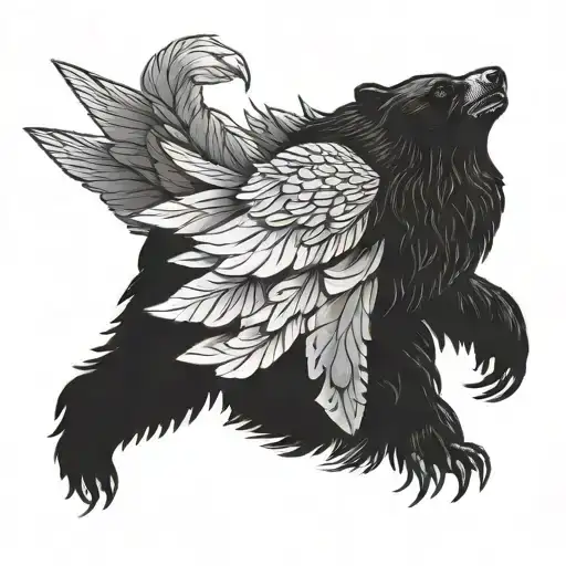 Bear Raven Flying
