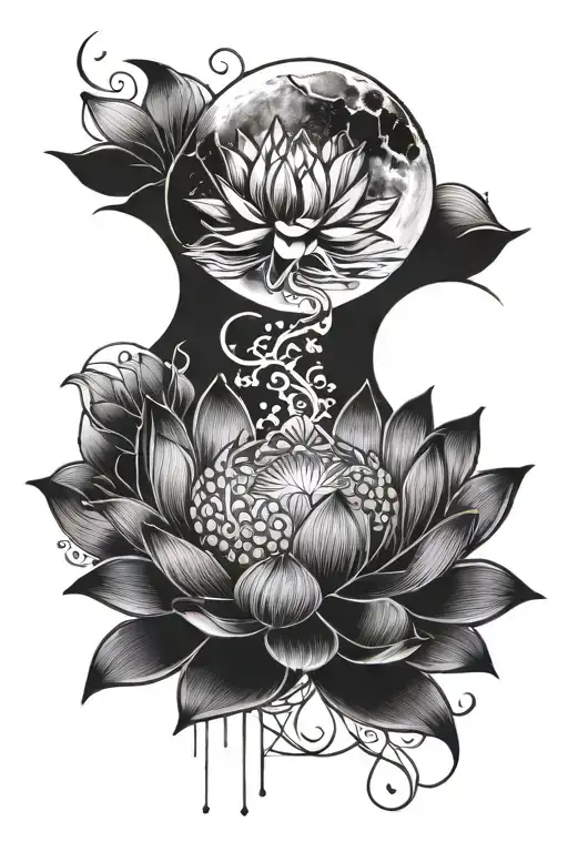 Moon And Lotus Flower