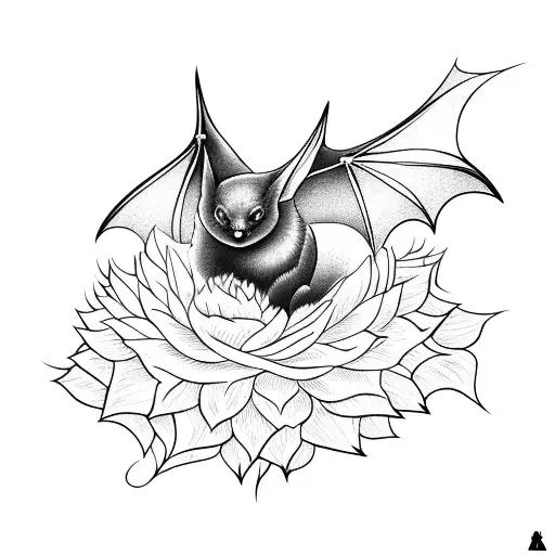 Bat With Dahlia