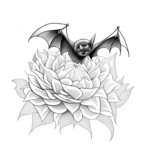 Bat With Dahlia
