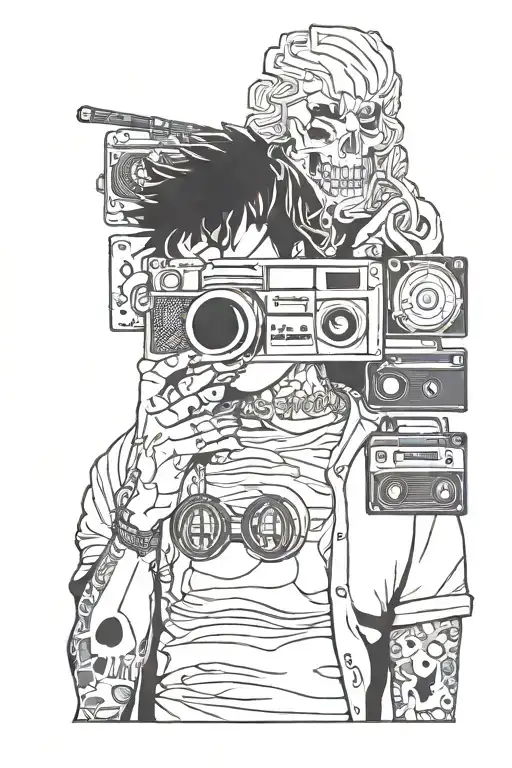 80S Movies Tattoo With Black