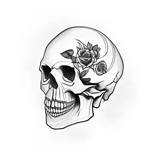 Skull With Half Face Women Who Is Crying