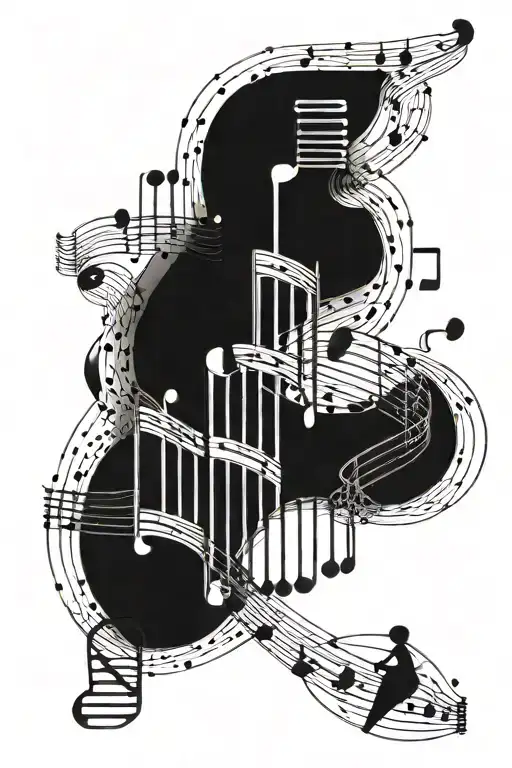 A Geometric Design Incorporating Musical Notes And Dna Strands