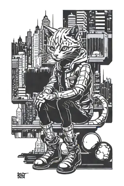 Kitty-boy In The Dark City Of Future