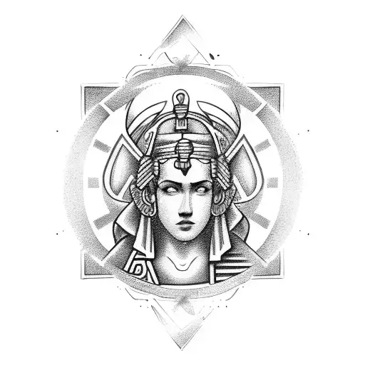 Athena And Greek Keys With A Sun