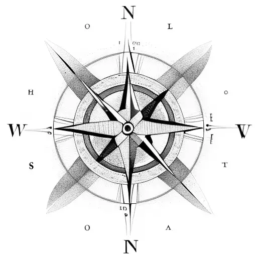 A Minimalist Design Of A Compass With Each Direction Representing A Different Family Member