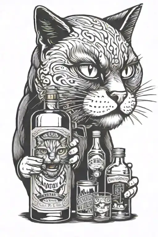 Angry Cat And Whiskey Bottles Capturing The Client's Passion