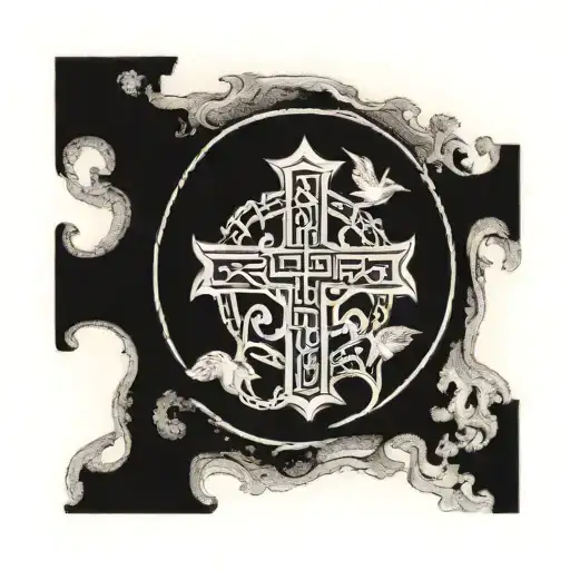 Jerusalem Cross With In Manus Tuas Domine Commendo Spiritum Meum In A Circle Around The Cross