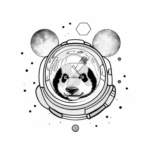 Panda In Spacesuit On The Moon