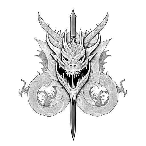 Sword With Nordic Dragon Wrapped Around