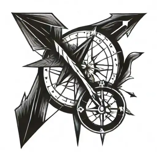 An Arrow And Compass Intertwined To Symbolize Direction And Guidance