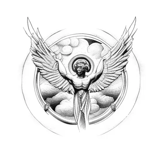 Icarus With Stoic Elements Tattoo Blackwork With Stoic Elements In Outer Forearm