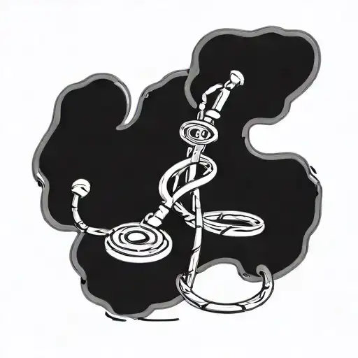 A Stylized Stethoscope Intertwined With Musical Notes And Animal Paw Prints