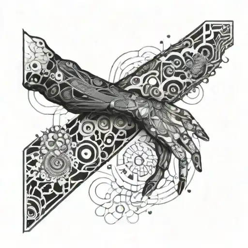 A Futuristic Cybernetic Arm With Intricate Circuit Patterns Intertwined With Floral Elements