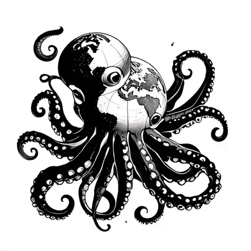 Octopus Holding A Globe