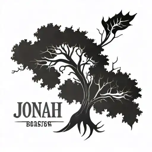 A Majestic Tree With Intricate Branches Forming The Shape Of The Name Jonah