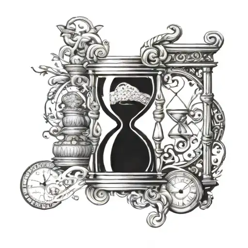 An Intricate Hourglass Filled With Various Merchandise Items Flowing Through It