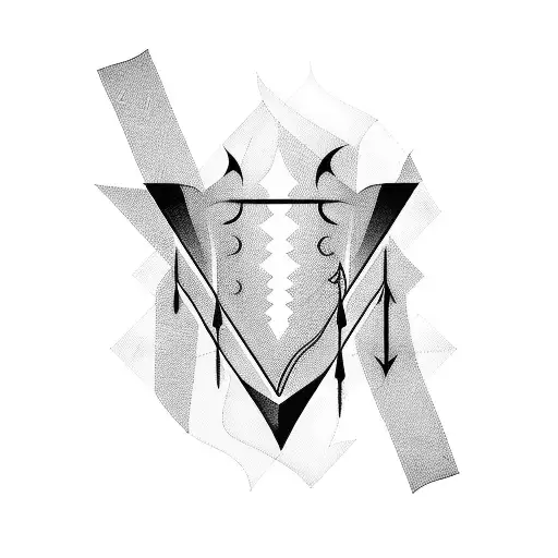 Abstract Geometric Design Incorporating A Turkey Silhouette And Hunting Arrows