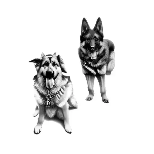 Two German Shepherd Dogs