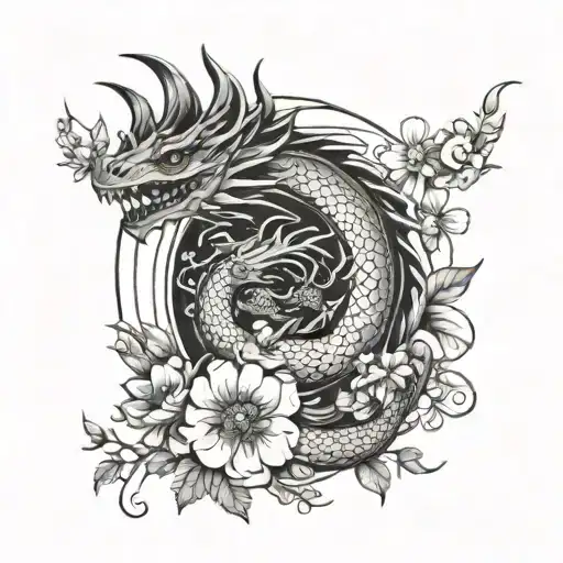 Dragon But Instead Of Scales Made Out Of Flowers