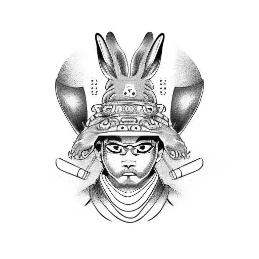 Human Like Samurai Bunny With Hat