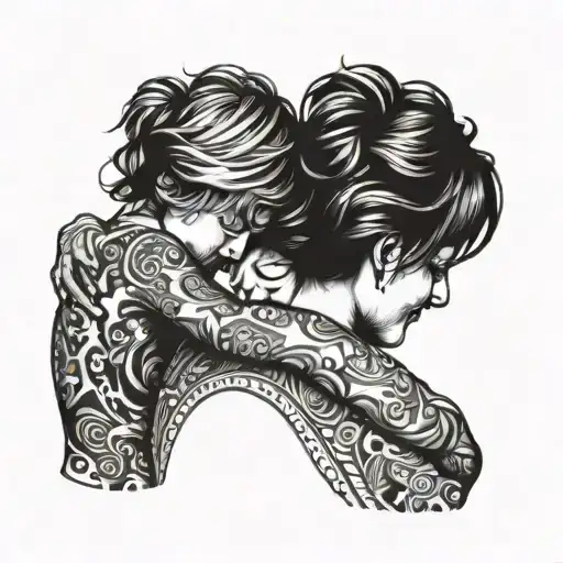 Mom Hugging 2 Daughters