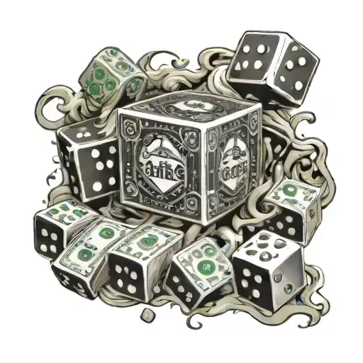 Incorporate A Stack Of Cash With A Pair Of Dice Surrounded By Swirling Smoke