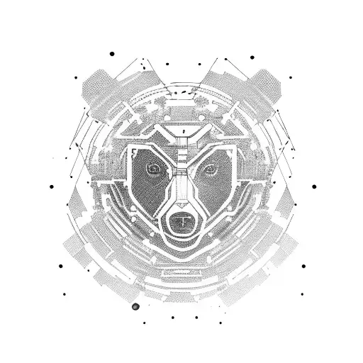 Cybernetic Bear Seamless Pattern