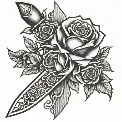 Dagger With Roses Intertwined