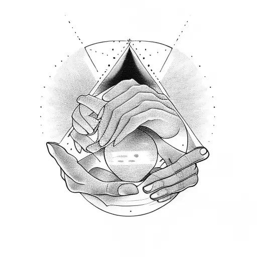 Hourglass With Hand Reaching From The Sand Stopping The Fall Of Time