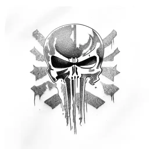 The Punisher Skull Colored In With The Italian Flag And The Blue Line Flag