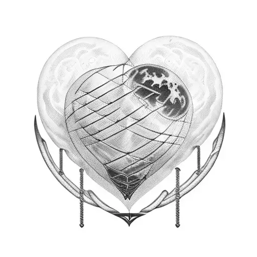 A Surreal Design Of A Moon Turning Into A Heart With Prison Bars Wrapping Around It