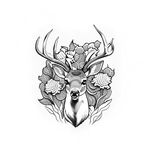 Deer Antlers With Carnations