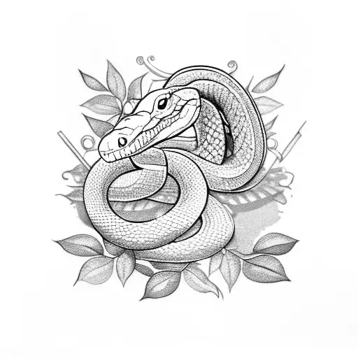 Snake And Olive Leaf On The Back