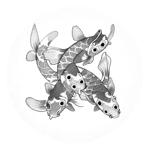 Three Koi Fishes Swimming In A Circle