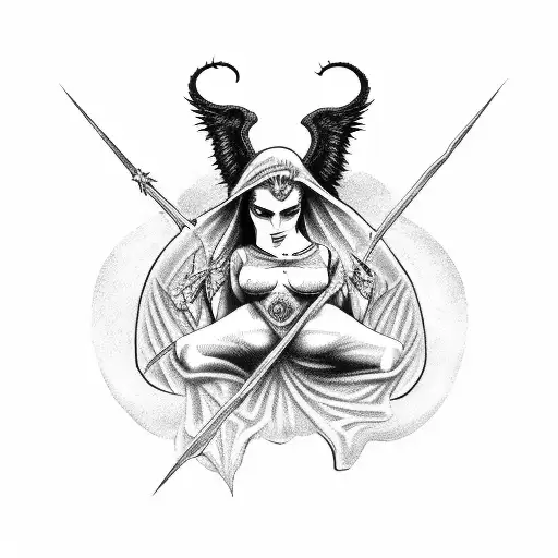 A Gothic Interpretation Of The Myth Of Lilith And Lucifer In A Dark And Eerie Setting