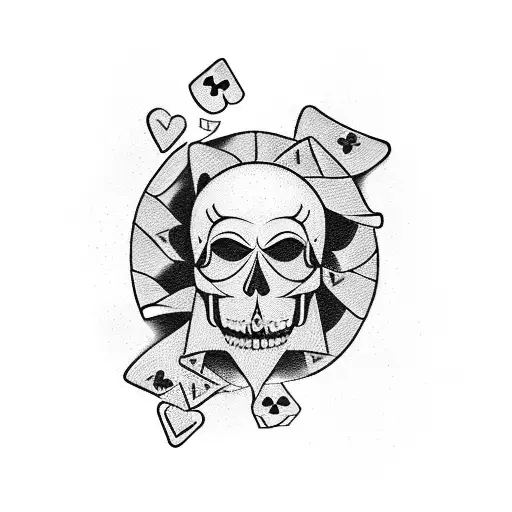 A Casino Chip With A Skull Design And The Words 'Lady Luck' In A Banner