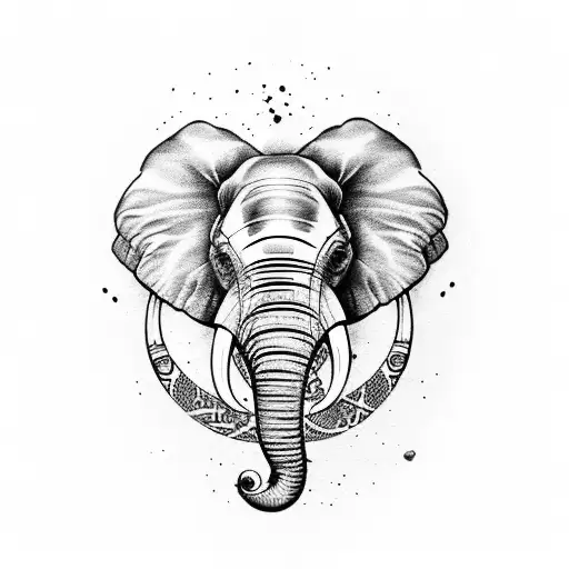 Quarter Sleeve Half Elephant Head With Orchids And Plumeria