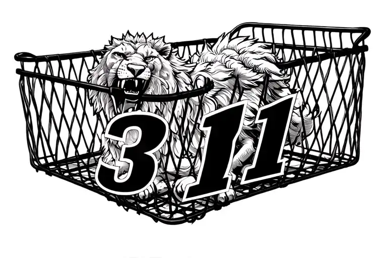 Number 31 Police Basket Scratched With A Roaring Lion Inside An