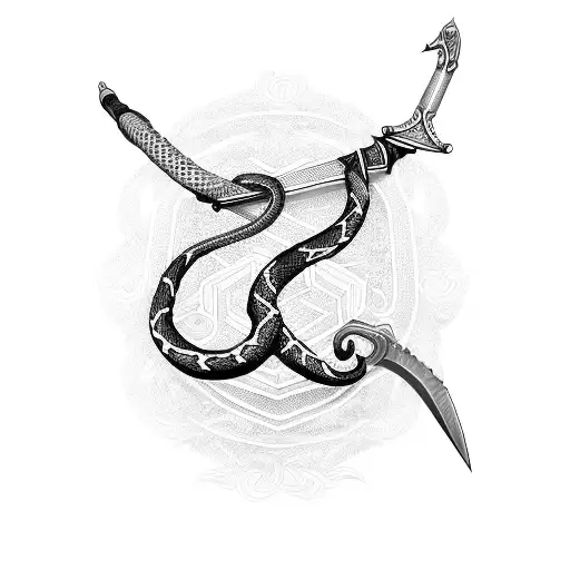 Sword Wrapped With Snake