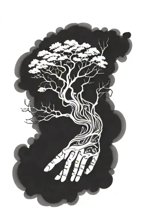 Thin Tree Spiraling Around The Hand