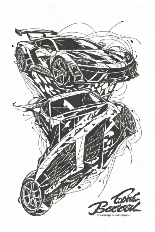 Abstract Representation Of A Sports Car In Motion