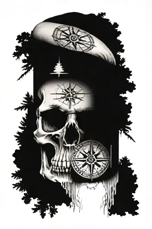 Skull Compass Forest Finger Sleeve