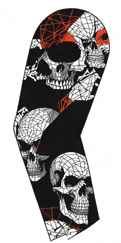 Black And Red Skull Surrounded By Thick Chaotic Lines